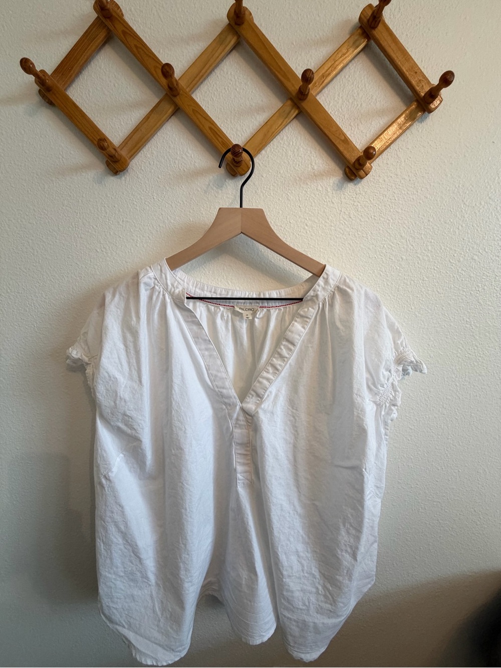 Pilcro by Anthropologie Tatum Linen Flutter Sleeve Blouse White 2X